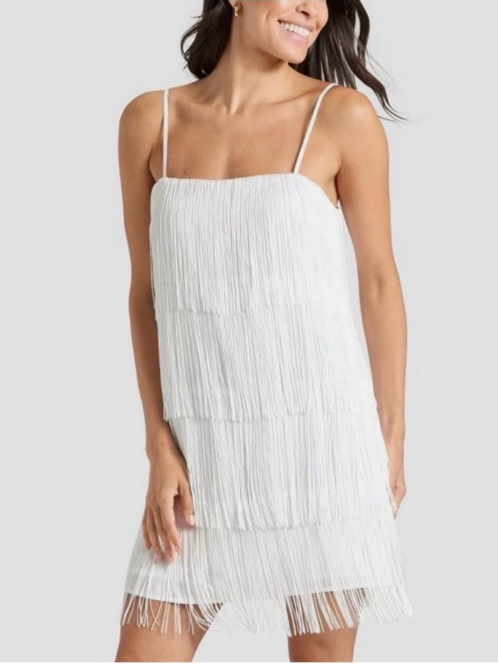 White Fringe sleeveless mini dress by A New Day  size Medium. New with No Tags !